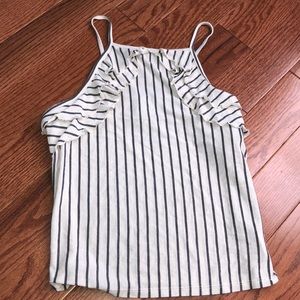AE ruffle striped tank